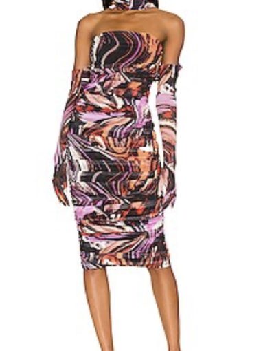 Revolve H:ours Demi Midi Dress in Fuchsia Swirl