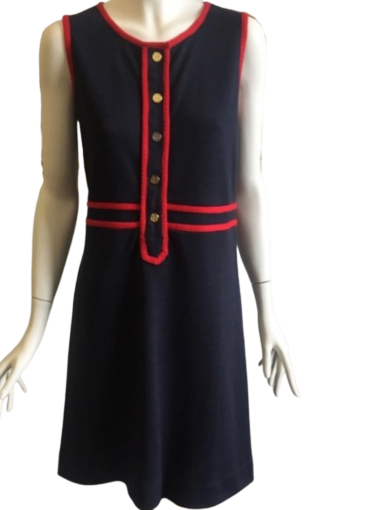 Tory Burch A-Line Navy Blue Knee Length Wool Blend Dress