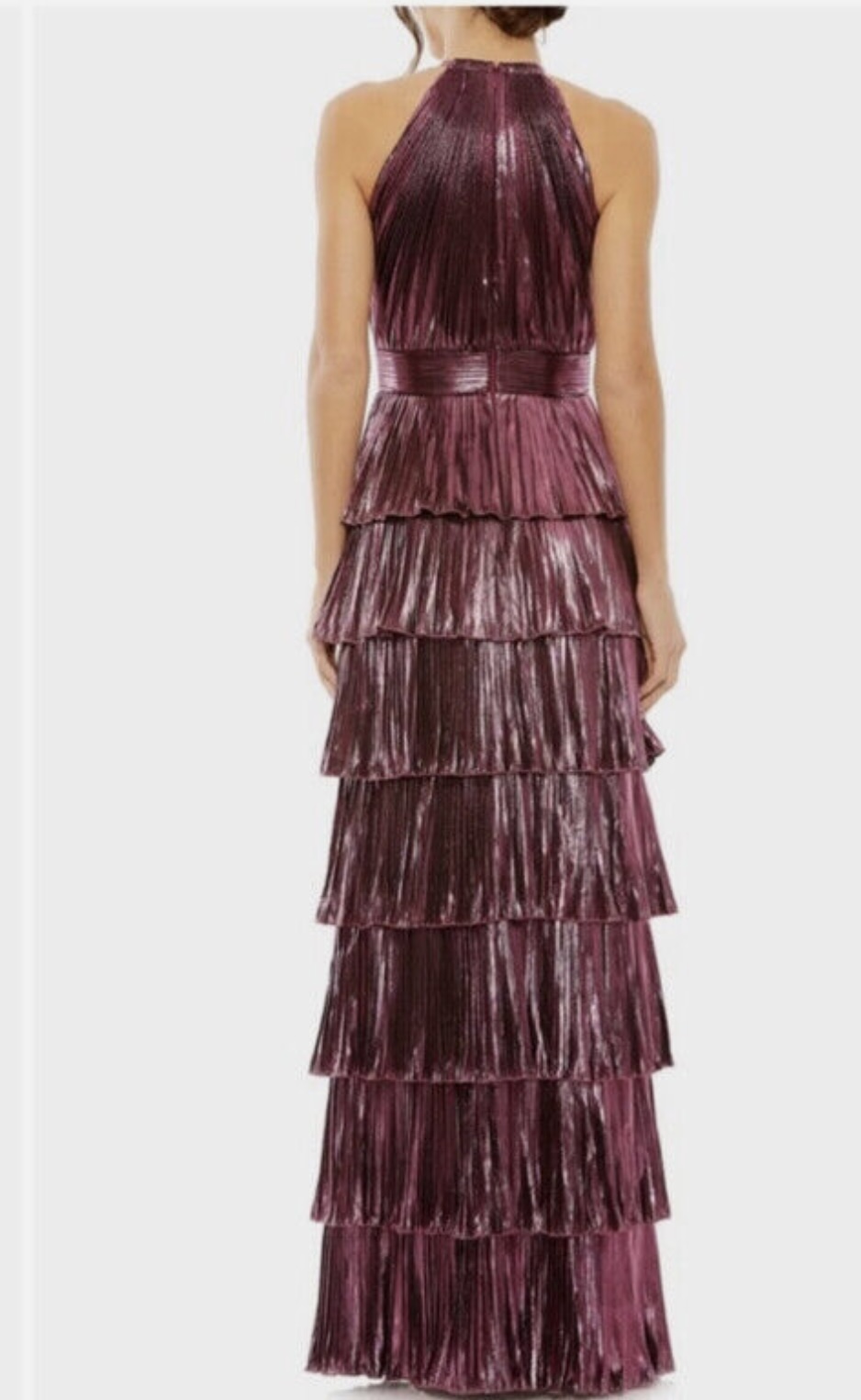 Awe-inspiring Pleated Tiered Slit Gown Mac Duggal